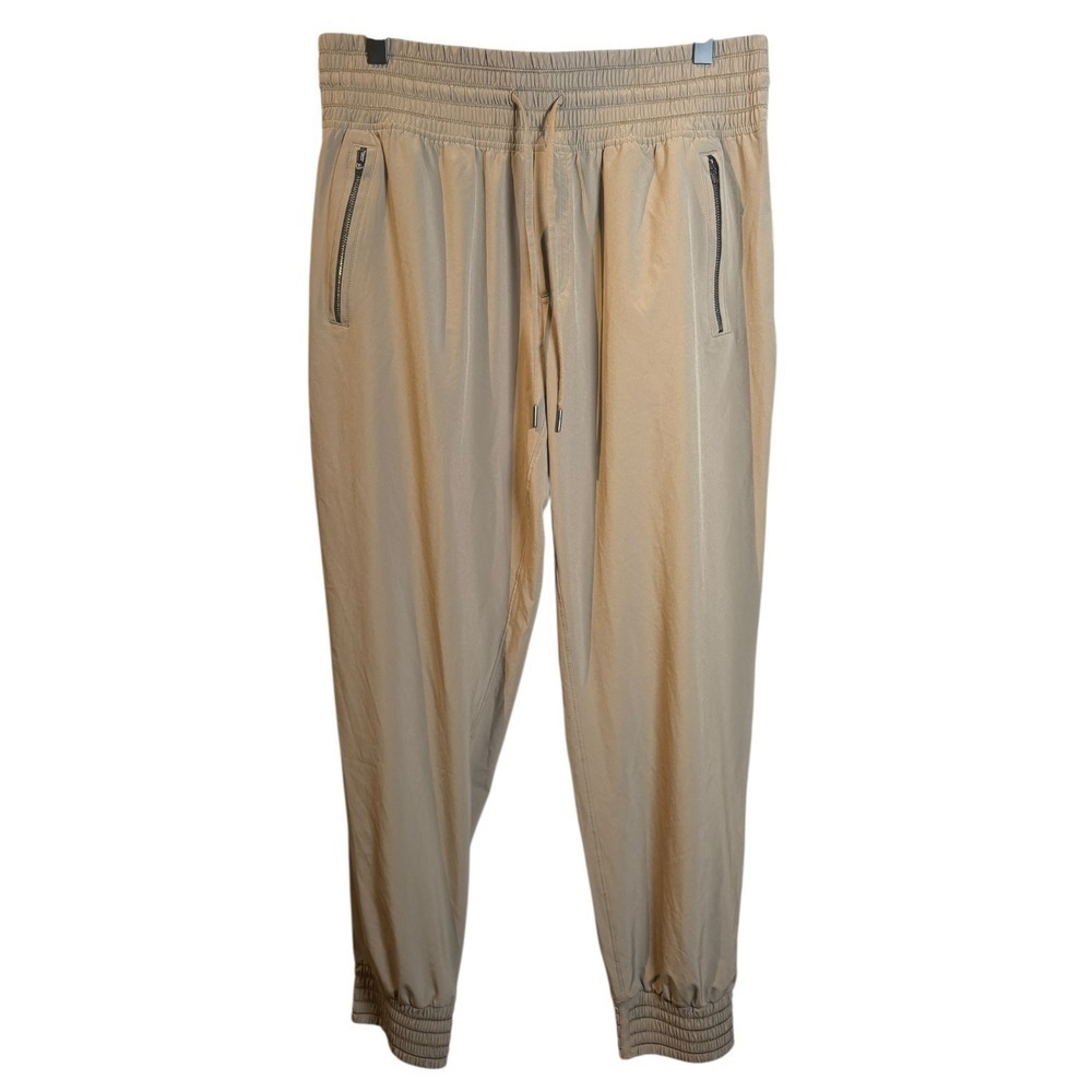 Athleta Camden Jogger Pants Tan 10 Zip Pocket Elastic Waist Travel Athleisure - Picture 3 of 11